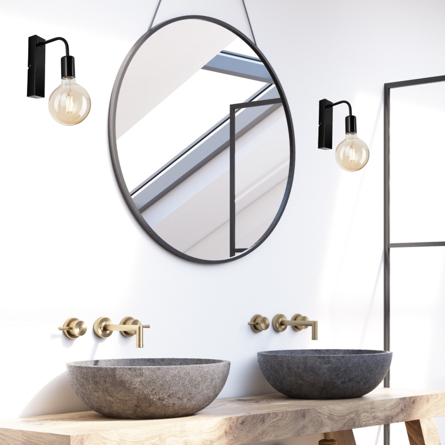 Wandleuchte ASTRID 1xE27/60W/230V glänzend schwarz