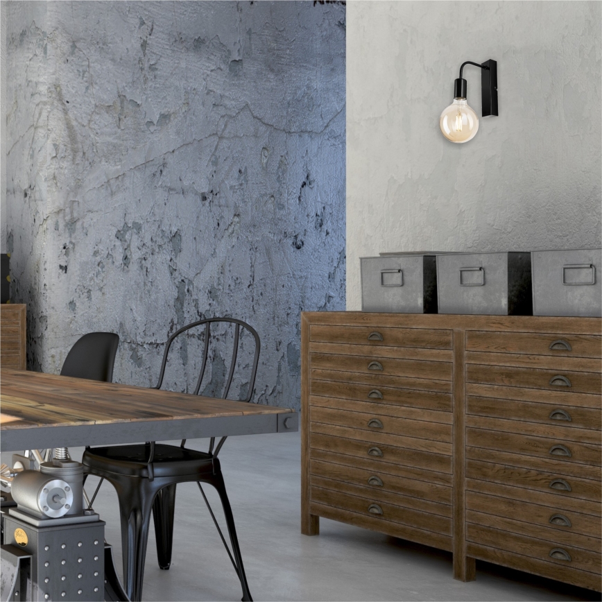 Wandleuchte ASTRID 1xE27/60W/230V glänzend schwarz