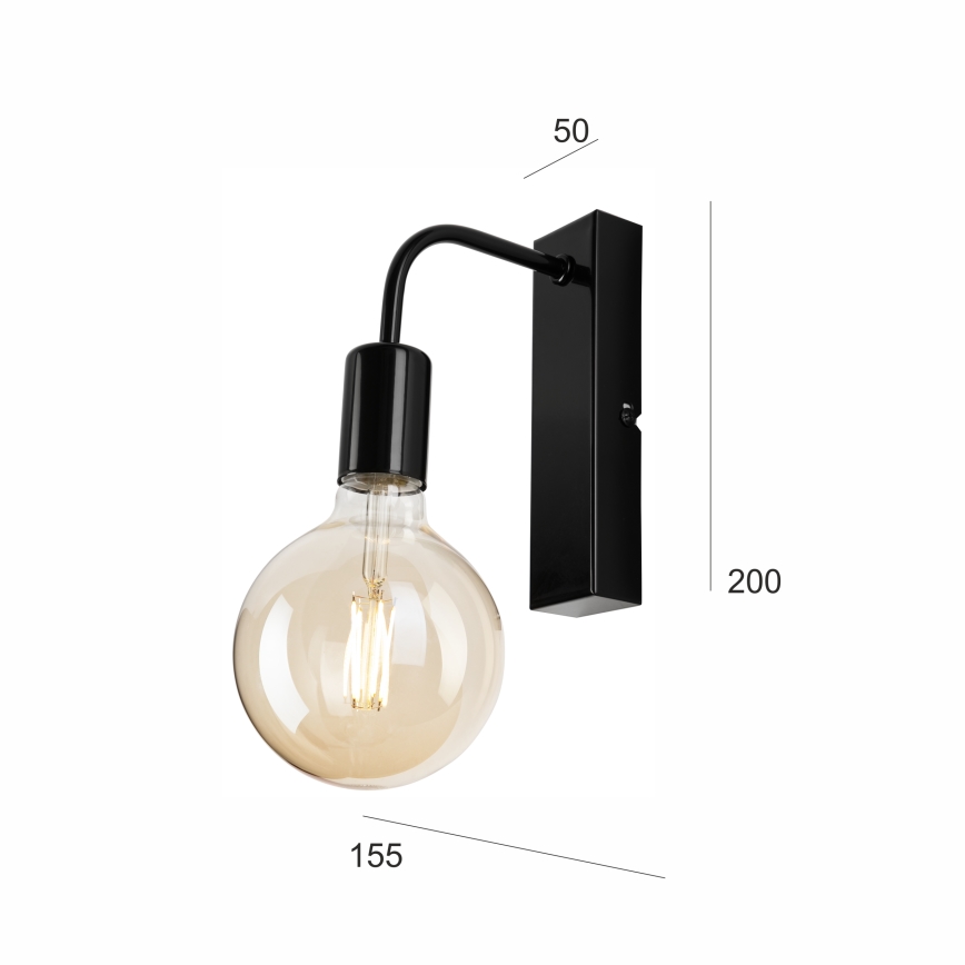 Wandleuchte ASTRID 1xE27/60W/230V glänzend schwarz