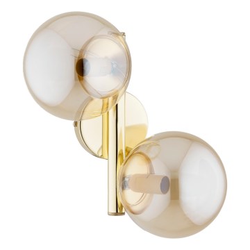 Wandleuchte ERAL 2xE14/10W/230V goldfarben/beige/rauchfarben