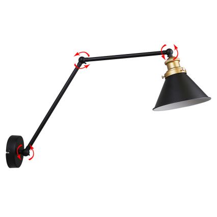 Wandleuchte FUNDO 1xE27/40W/230V schwarz/gold