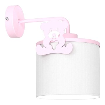 Wandleuchte für Kinder SWEET 1xE27/15W/230V weiß / rosa / kleiner Bär