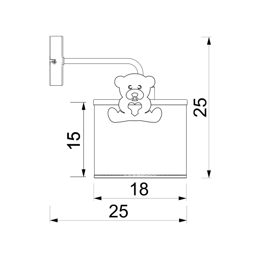 Wandleuchte für Kinder SWEET 1xE27/15W/230V weiß / rosa / kleiner Bär