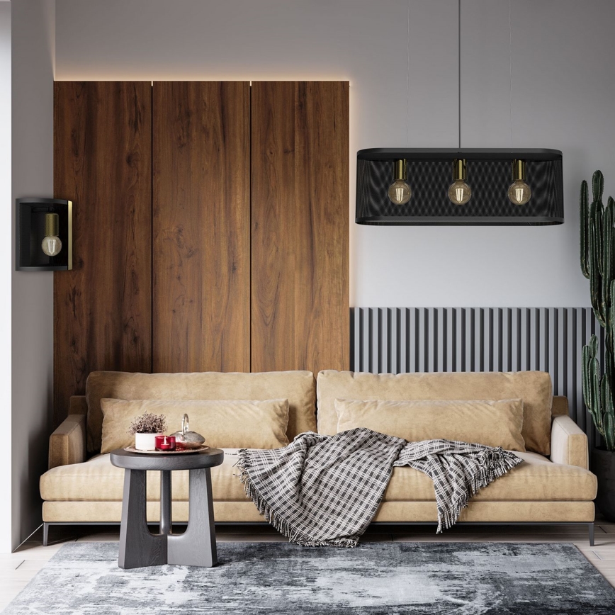 Wandleuchte KAGA 1xE27/60W/230V schwarz/gold