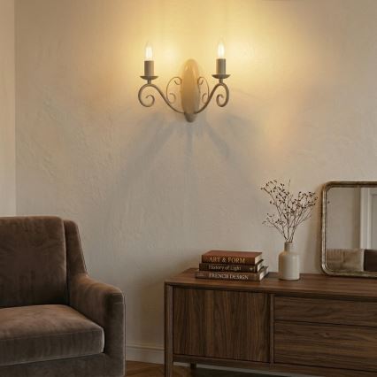 Wandleuchte MAURO 2xE14/15W/230V beige