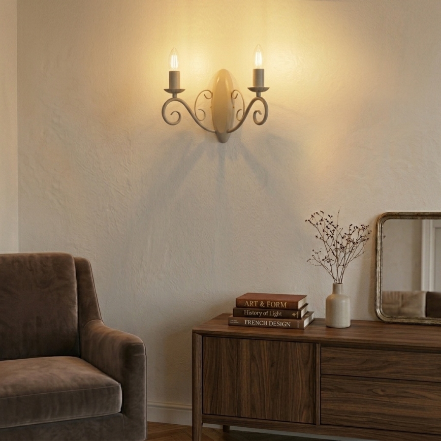 Wandleuchte MAURO 2xE14/15W/230V beige