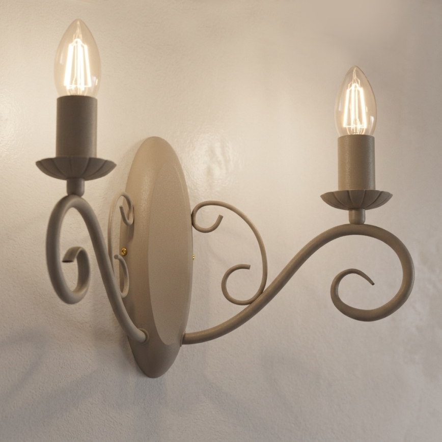 Wandleuchte MAURO 2xE14/15W/230V beige