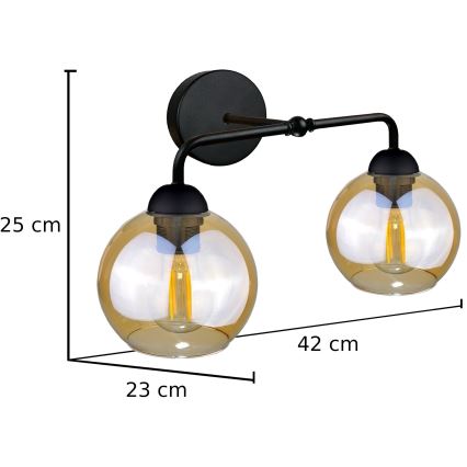 Wandleuchte MELLE BLACK 2xE27/60W/230V