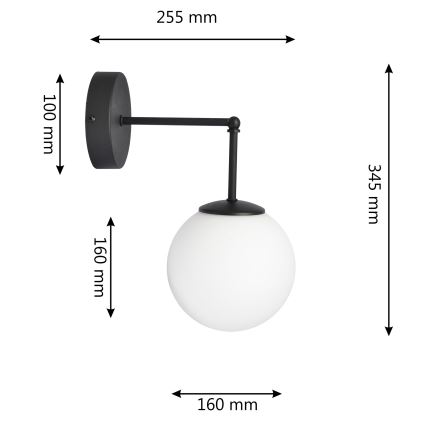 Wandleuchte MOON 1xE27/15W/230V schwarz