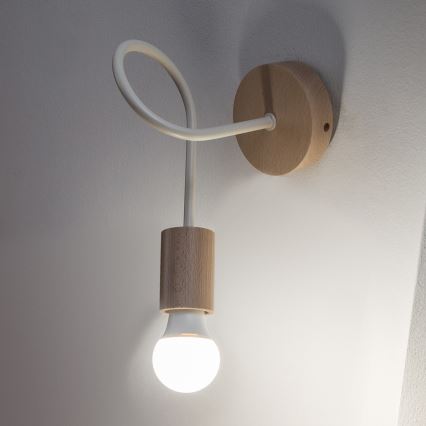 Wandleuchte OXFORD 1xE27/15W/230V Kiefer/cremefarben