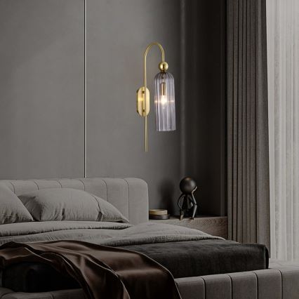 Wandleuchte PIEGA 1xE14/40W/230V Messing/rauchschwarz