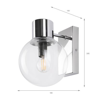 Wandleuchte SFERIO 1xE14/5W/230V glänzender Chrom/klares Glas