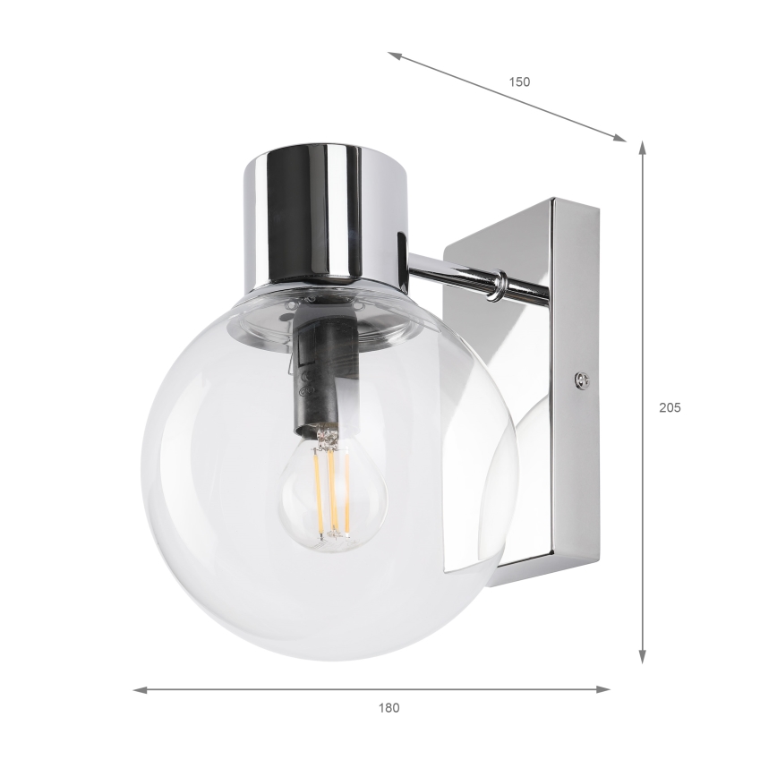 Wandleuchte SFERIO 1xE14/5W/230V glänzender Chrom/klares Glas
