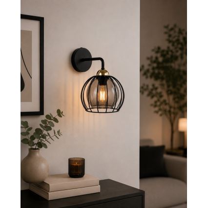 Wandleuchte SOLO BLACK 1xE27/60W/230V schwarz/golden