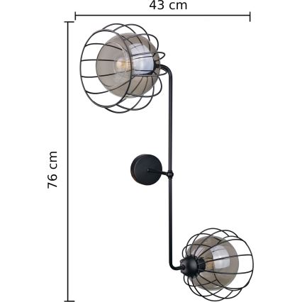 Wandleuchte SOLO BLACK 2xE27/60W/230V