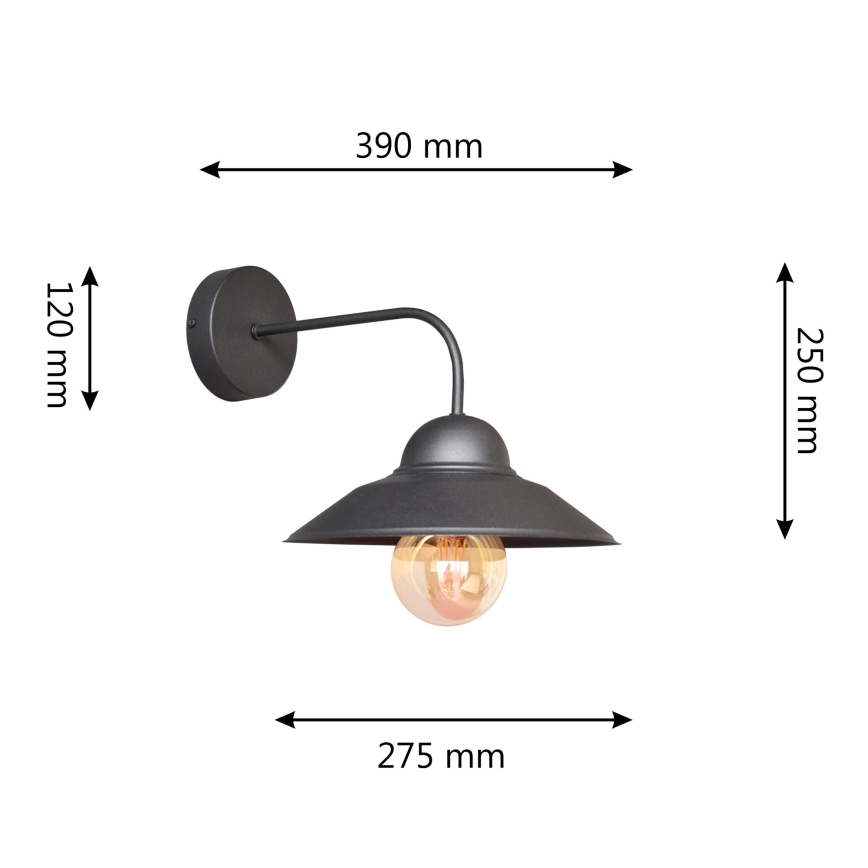 Wandleuchte SORAPIS 1xE27/15W/230V schwarz