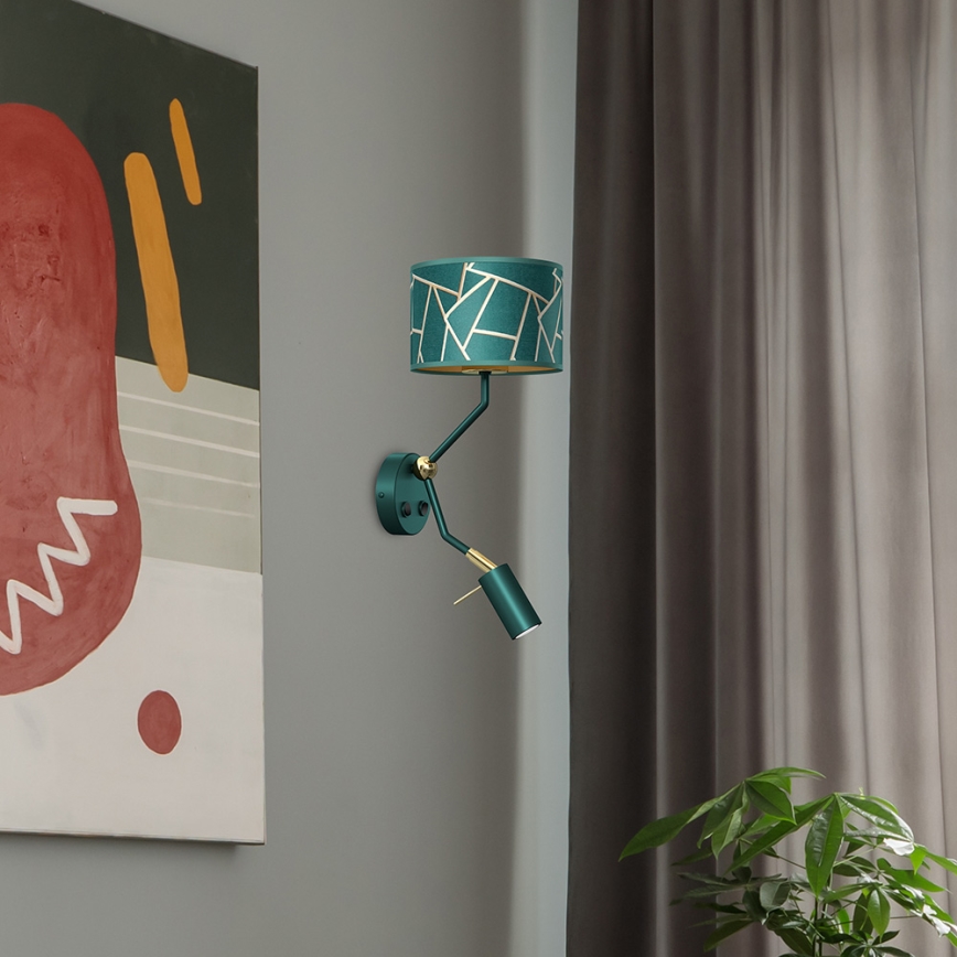 Wandleuchte ZIGGY 1xE27/40W/230V + 1xGU10/MR11/7W grün/gold