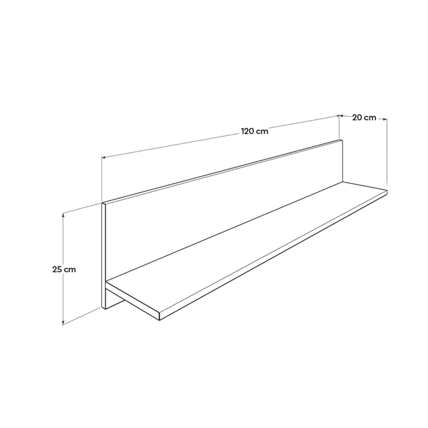 Wandregal 25x120 cm braun