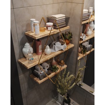 Wandregal 70x60 cm golden/braun