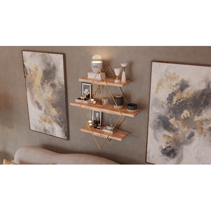 Wandregal 70x60 cm golden/braun