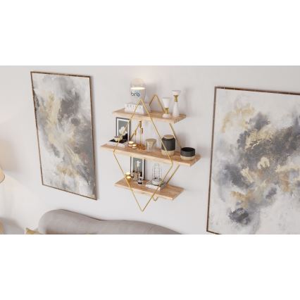 Wandregal 70x60 cm golden/braun
