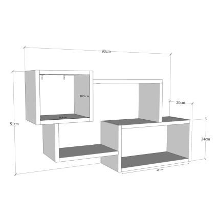 Wandregal AYDER 51x90 cm braun/weiß