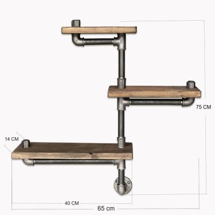 Wandregal BORU 75x65 cm Fichte/grau