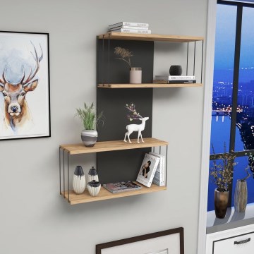 Wandregal DESTAN 65x96x19 cm anthrazit/braun