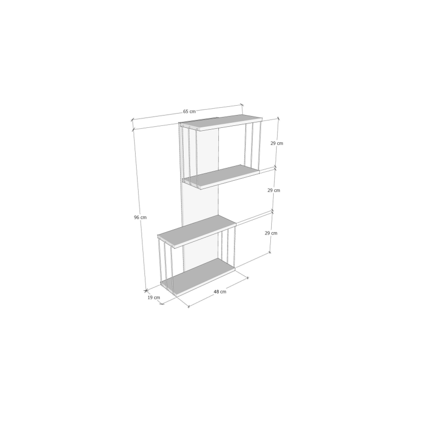 Wandregal DESTAN 65x96x19 cm anthrazit/braun
