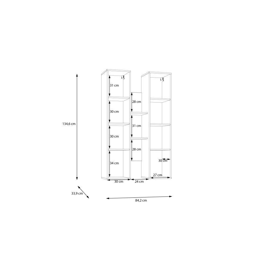 Wandregal INAR Eiche/Beige