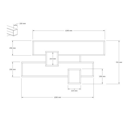 Wandregal KAREN 120x72,2 cm anthrazit/braun