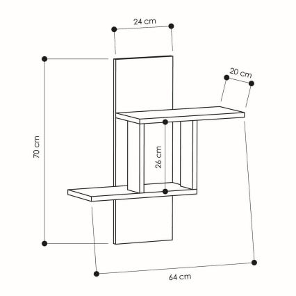 Wandregal MILL 70x64 cm anthrazit