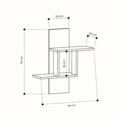 Wandregal MILL 70x64 cm braun