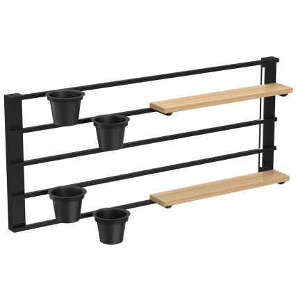 Wandregal mit Blumentöpfen und LED-Beleuchtung SHELF 50x118 cm schwarz/beige/Kiefer
