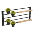Wandregal mit Blumentöpfen und LED-Beleuchtung SHELF 50x118 cm schwarz/beige/Kiefer