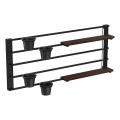 Wandregal mit Blumentöpfen und LED-Beleuchtung SHELF 50x118 cm schwarz/braun/Kiefer