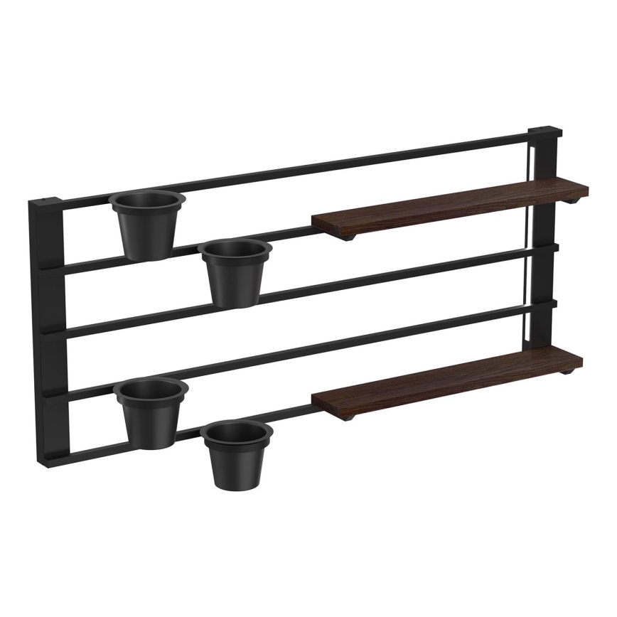 Wandregal mit Blumentöpfen und LED-Beleuchtung SHELF 50x118 cm schwarz/braun/Kiefer