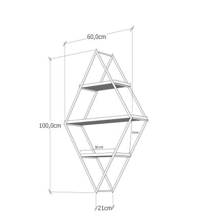 Wandregal PRIZMA 100x60 cm braun/schwarz