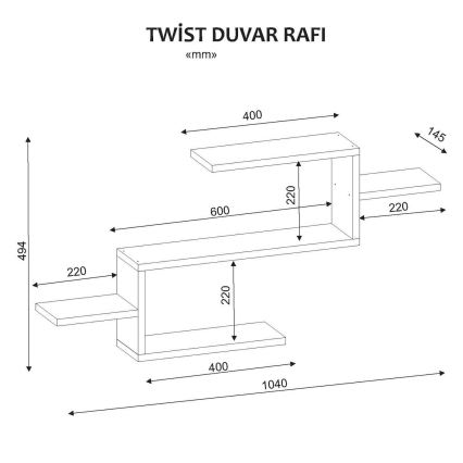 Wandregal TWIST 49,4x104 cm weiß