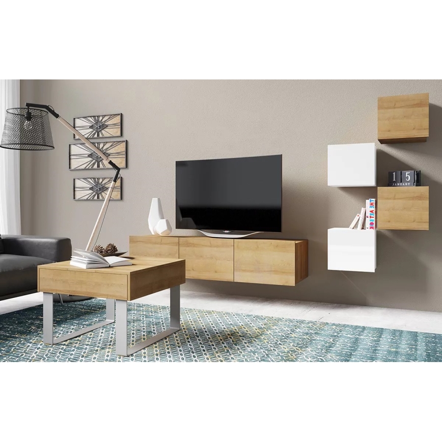 Wandhängeschrank PAVO 34x34 cm in Gold-Eiche