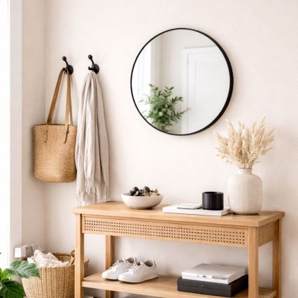 Wandspiegel CHICAGO Ø 40 cm schwarz