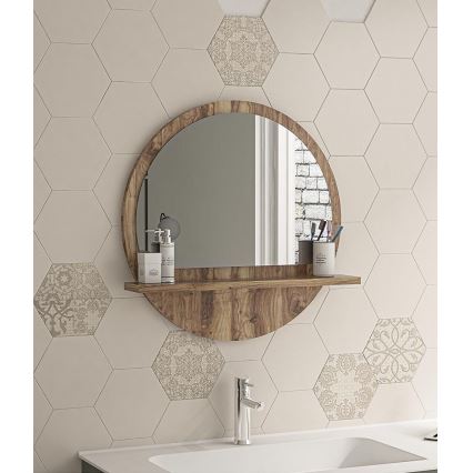 Wandspiegel mit Ablage 45x45 cm braun