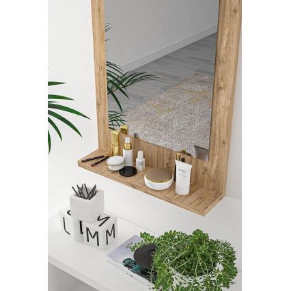 Wandspiegel mit Ablage 60x45 cm Kiefer atlantisch