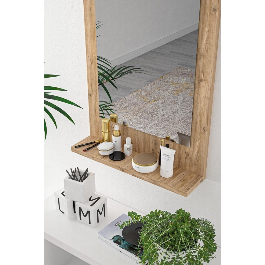 Wandspiegel mit Ablage 60x45 cm Kiefer atlantisch