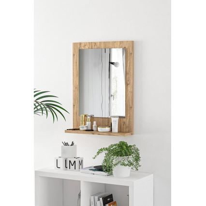 Wandspiegel mit Ablage 60x45 cm Kiefer atlantisch