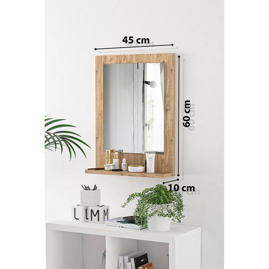 Wandspiegel mit Ablage 60x45 cm Kiefer atlantisch