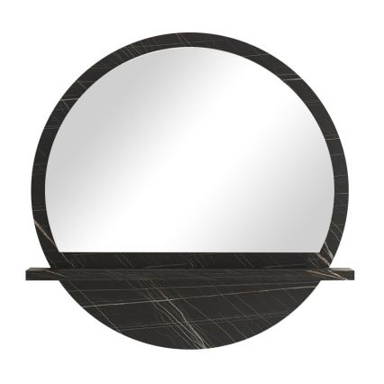 Wandspiegel mit Ablage d 60 cm schwarz