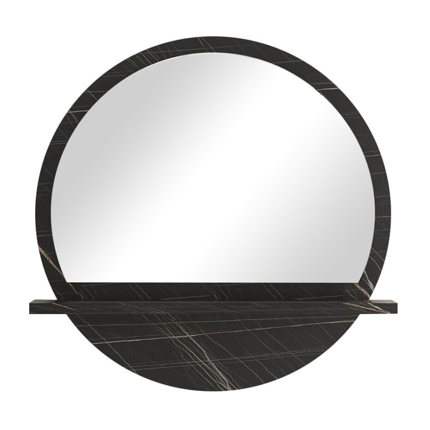 Wandspiegel mit Ablage d 60 cm schwarz