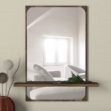 Wandspiegel mit Ablage EKOL 70x45 cm braun