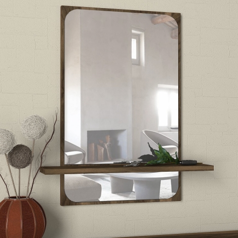 Relaxdays Wandspiegel mit Ablage, Spiegel zum Aufhängen